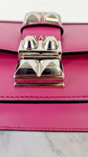 Load image into Gallery viewer, Prada Elektra Crossbody Shoulder Bag in Pink Saffiano Leather & Smooth Leather With Studs - Clutch Rivets Flap Bag - Prada 1BD121