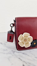 Load image into Gallery viewer, Coach 1941 Dinky Crossbody Bag in Burgundy Smooth Leather With Coach Create Customized Tea Roses - Coach 38185