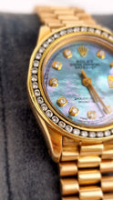 Load image into Gallery viewer, Rolex 18k Yellow Gold 28mm Lady President Datejust Diamond Bezel Tahitian MOP Diamond Dial Automatic Movement Mother of Pearl Watch - Rolex 6917