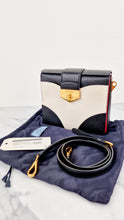 Load image into Gallery viewer, Prada Turnlock Satchel Bicolor Crossbody Bag in Black, White & Red Saffiano Leather - Prada BR5045