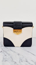 Load image into Gallery viewer, Prada Turnlock Satchel Bicolor Crossbody Bag in Black, White & Red Saffiano Leather - Prada BR5045