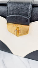 Load image into Gallery viewer, Prada Turnlock Satchel Bicolor Crossbody Bag in Black, White & Red Saffiano Leather - Prada BR5045