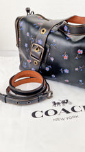 Load image into Gallery viewer, Coach 1941 Mailbox Bag 35 in Black with Prairie Print Purple Flowers - Coach 30571