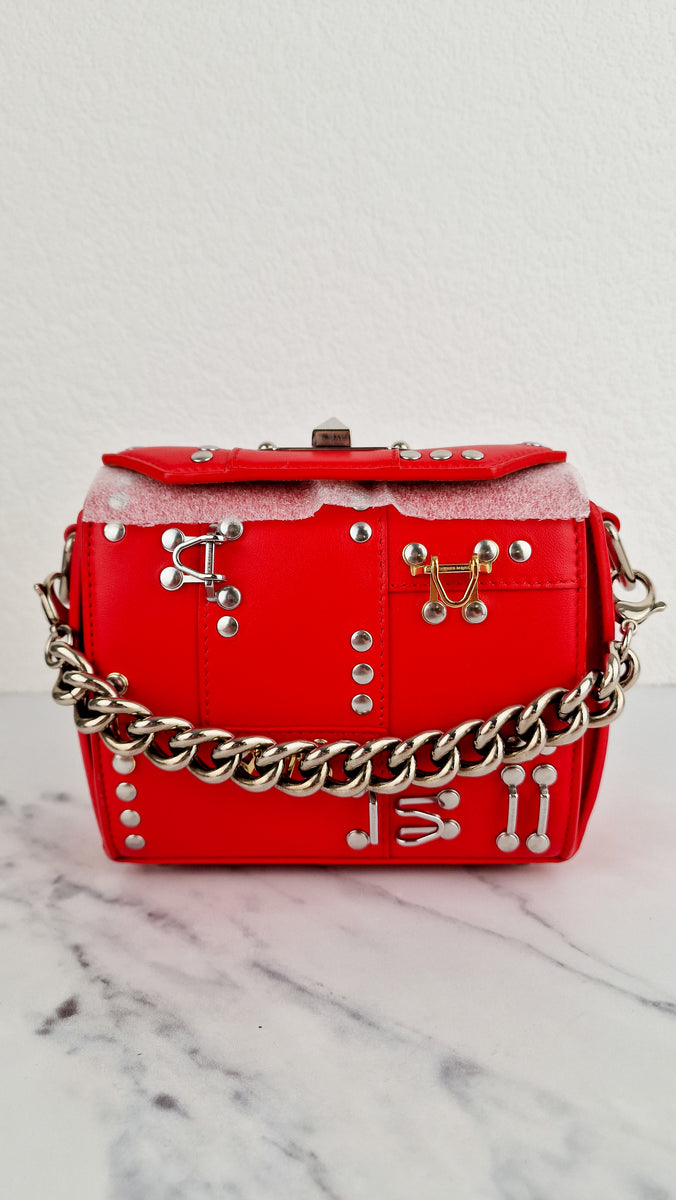 Alexander McQueen Lust Red Nano 16 Box Bag Hooks & Studs Handbag
