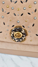 Load image into Gallery viewer, RARE Coach Parker Sample Bag in Tan Leather & Suede with Rivets & Snakeskin Tea Rose Turnlock - Shoulder Bag Crossbody
