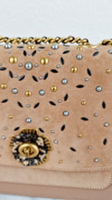 Load image into Gallery viewer, RARE Coach Parker Sample Bag in Tan Leather & Suede with Rivets & Snakeskin Tea Rose Turnlock - Shoulder Bag Crossbody