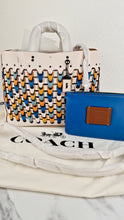 Load image into Gallery viewer, Coach 1941 Rogue Tote Bag With Links in Chalk Smooth Leather Blue, Yellow Colorblock Handbag - Coach 10496