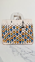 Load image into Gallery viewer, Coach 1941 Rogue Tote Bag With Links in Chalk Smooth Leather Blue, Yellow Colorblock Handbag - Coach 10496