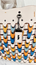 Load image into Gallery viewer, Coach 1941 Rogue Tote Bag With Links in Chalk Smooth Leather Blue, Yellow Colorblock Handbag - Coach 10496