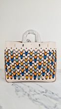 Load image into Gallery viewer, Coach 1941 Rogue Tote Bag With Links in Chalk Smooth Leather Blue, Yellow Colorblock Handbag - Coach 10496