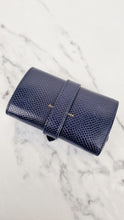 Load image into Gallery viewer, Aspinal of London Blue Lizard Travel Jewelry Jewellery Roll - Wallet Navy Dark Blue