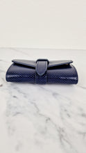 Load image into Gallery viewer, Aspinal of London Blue Lizard Travel Jewelry Jewellery Roll - Wallet Navy Dark Blue