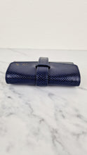 Load image into Gallery viewer, Aspinal of London Blue Lizard Travel Jewelry Jewellery Roll - Wallet Navy Dark Blue