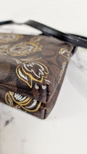 Load image into Gallery viewer, Coach Mia Crossbody Bag in Chestnut Brown Signature Coated Canvas with Metallic Gold and Silver Tulips Flowers - Coach F77982