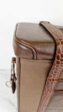 Load image into Gallery viewer, Alexander McQueen x Samsonite Travel Bag Carry-on Luggage with Croc Embossed Brown Leather and Shoulder Strap
