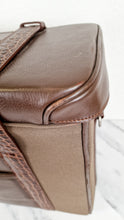 Load image into Gallery viewer, Alexander McQueen x Samsonite Travel Bag Carry-on Luggage with Croc Embossed Brown Leather and Shoulder Strap