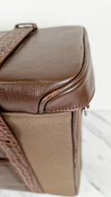 Load image into Gallery viewer, Alexander McQueen x Samsonite Travel Bag Carry-on Luggage with Croc Embossed Brown Leather and Shoulder Strap
