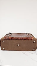 Load image into Gallery viewer, Alexander McQueen x Samsonite Travel Bag Carry-on Luggage with Croc Embossed Brown Leather and Shoulder Strap