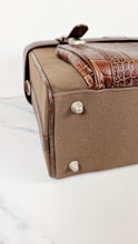 Load image into Gallery viewer, Alexander McQueen x Samsonite Travel Bag Carry-on Luggage with Croc Embossed Brown Leather and Shoulder Strap