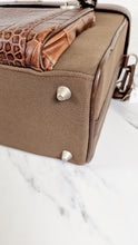 Load image into Gallery viewer, Alexander McQueen x Samsonite Travel Bag Carry-on Luggage with Croc Embossed Brown Leather and Shoulder Strap