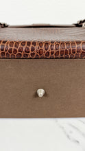 Load image into Gallery viewer, Alexander McQueen x Samsonite Travel Bag Carry-on Luggage with Croc Embossed Brown Leather and Shoulder Strap