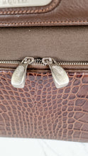 Load image into Gallery viewer, Alexander McQueen x Samsonite Travel Bag Carry-on Luggage with Croc Embossed Brown Leather and Shoulder Strap