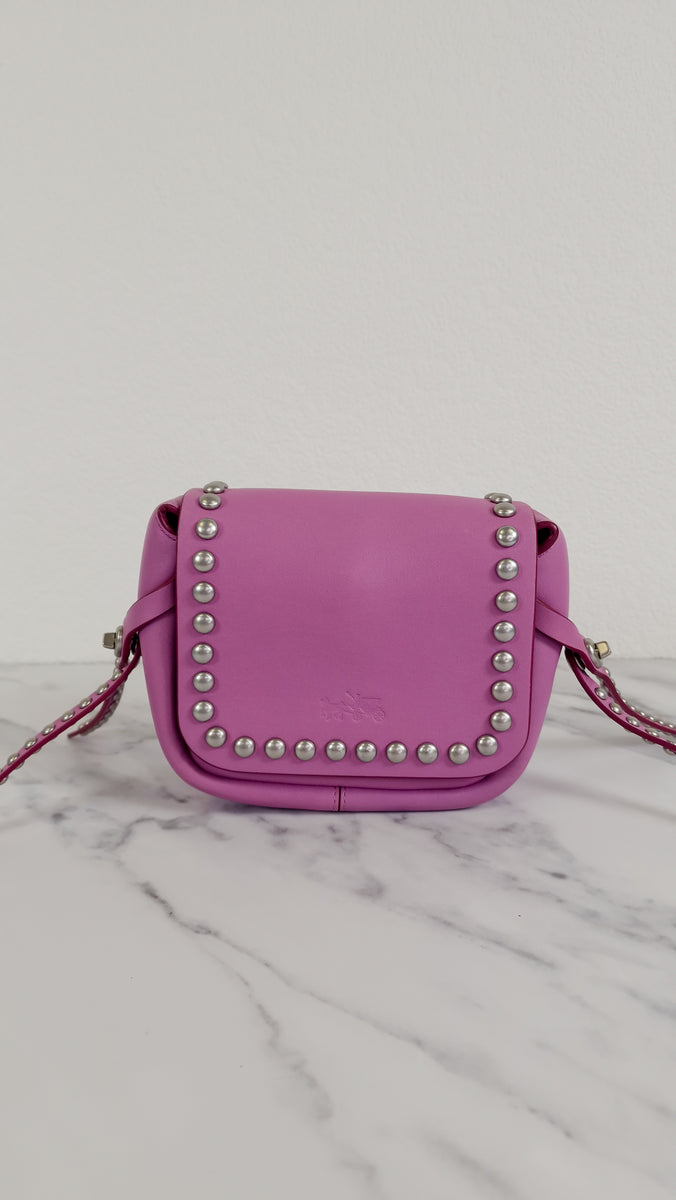 Coach Rivets Dakotah 15 Crossbody Bag in Puce Purple Pink Smooth Calf
