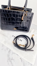 Load image into Gallery viewer, Small Coach Zoe Carryall Handbag in Croc Embossed Black Leather Crossbody - Coach F72666