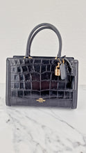 Load image into Gallery viewer, Small Coach Zoe Carryall Handbag in Croc Embossed Black Leather Crossbody - Coach F72666