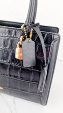 Load image into Gallery viewer, Small Coach Zoe Carryall Handbag in Croc Embossed Black Leather Crossbody - Coach F72666