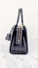 Load image into Gallery viewer, Small Coach Zoe Carryall Handbag in Croc Embossed Black Leather Crossbody - Coach F72666