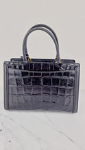 Load image into Gallery viewer, Small Coach Zoe Carryall Handbag in Croc Embossed Black Leather Crossbody - Coach F72666
