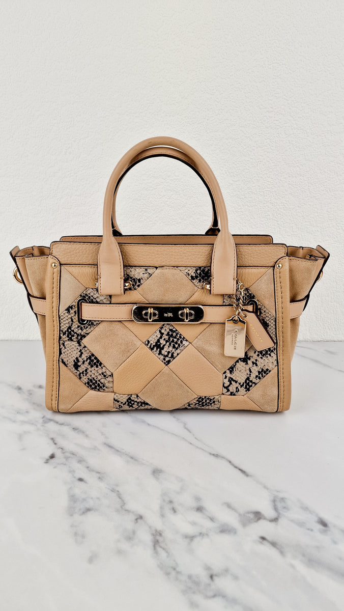 Coach Swagger 27 Patchwork Beechwood Patchwork & Snake Embossed