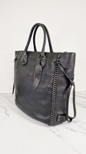 Load image into Gallery viewer, Coach Tatum Tall Tote in Black Pebble Leather with Whiplash Detail & Feather Charm - Large Black Shoulder Bag - Coach 33916