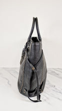 Load image into Gallery viewer, Coach Tatum Tall Tote in Black Pebble Leather with Whiplash Detail & Feather Charm - Large Black Shoulder Bag - Coach 33916