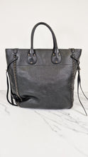Load image into Gallery viewer, Coach Tatum Tall Tote in Black Pebble Leather with Whiplash Detail & Feather Charm - Large Black Shoulder Bag - Coach 33916