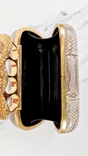 Load image into Gallery viewer, RARE Alexander McQueen Skull Knuckle Box Clutch in Ayers Snakeskin with Gold Serpent & Horns - 287073 000926
