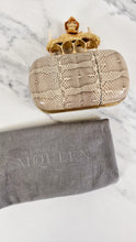 Load image into Gallery viewer, RARE Alexander McQueen Skull Knuckle Box Clutch in Ayers Snakeskin with Gold Serpent & Horns - 287073 000926