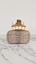 Load image into Gallery viewer, RARE Alexander McQueen Skull Knuckle Box Clutch in Ayers Snakeskin with Gold Serpent & Horns - 287073 000926