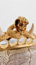 Load image into Gallery viewer, RARE Alexander McQueen Skull Knuckle Box Clutch in Ayers Snakeskin with Gold Serpent & Horns - 287073 000926
