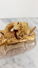 Load image into Gallery viewer, RARE Alexander McQueen Skull Knuckle Box Clutch in Ayers Snakeskin with Gold Serpent & Horns - 287073 000926