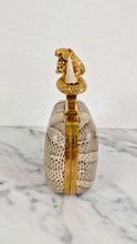 Load image into Gallery viewer, RARE Alexander McQueen Skull Knuckle Box Clutch in Ayers Snakeskin with Gold Serpent & Horns - 287073 000926
