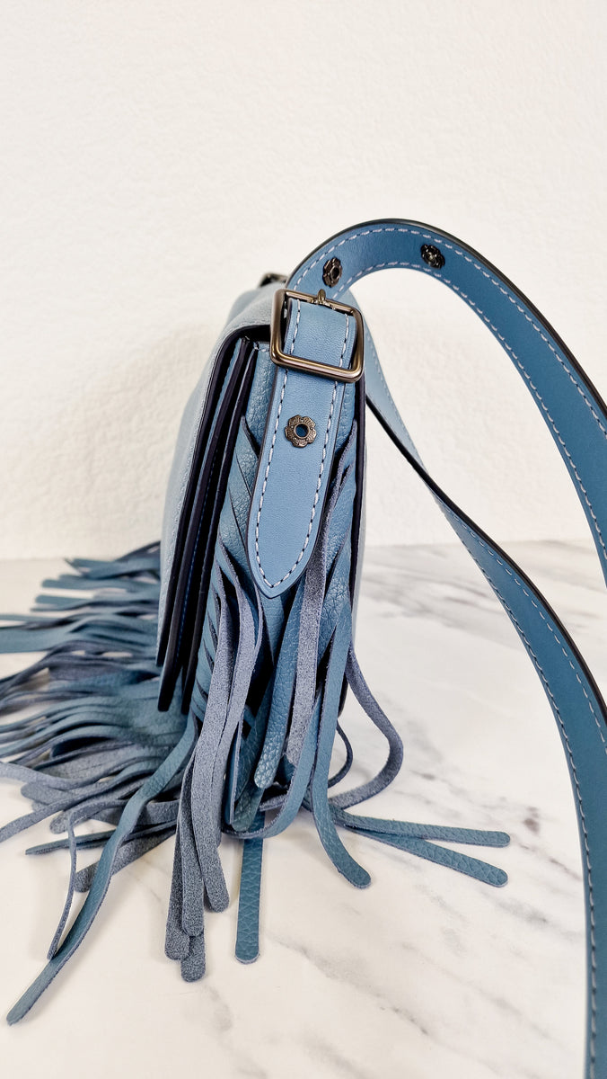 バッグ Coach Fringe Buffel Bag Sky Blue Leather 269-