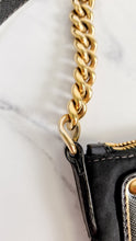 Load image into Gallery viewer, Rare Vintage Prada Black & Gold Tessuto Oro Nylon & Saffiano Leather Cut-Out Logo Crossbody Bag - Prada BT0606