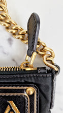 Load image into Gallery viewer, Rare Vintage Prada Black & Gold Tessuto Oro Nylon & Saffiano Leather Cut-Out Logo Crossbody Bag - Prada BT0606