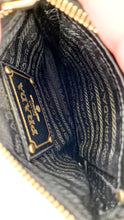 Load image into Gallery viewer, Rare Vintage Prada Black & Gold Tessuto Oro Nylon & Saffiano Leather Cut-Out Logo Crossbody Bag - Prada BT0606