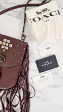 Load image into Gallery viewer, Coach 1941 Fringe Saddle Bag with Pyramid Rivets in Oxblood Smooth Leather & Ram Charm - Coach 48617