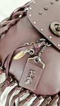 Load image into Gallery viewer, Coach 1941 Fringe Saddle Bag with Pyramid Rivets in Oxblood Smooth Leather & Ram Charm - Coach 48617