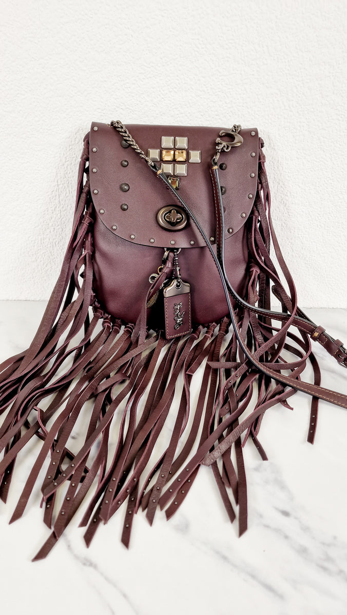 Fringe saddle bag with pyramid rivets Clearance