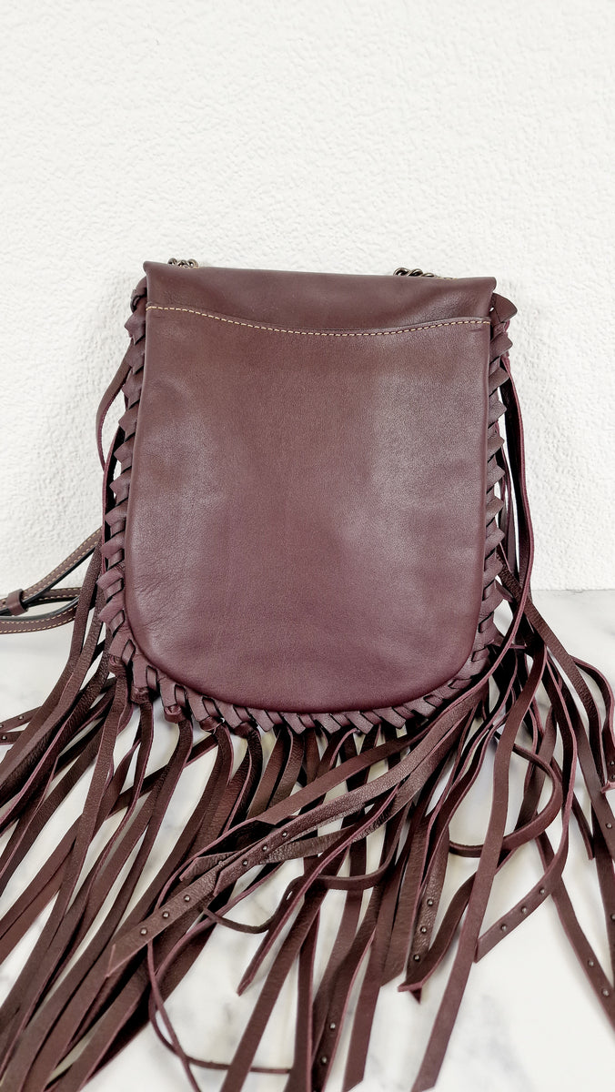 Coach 1941 Fringe Saddle Bag with Pyramid Rivets in Oxblood Smooth Lea